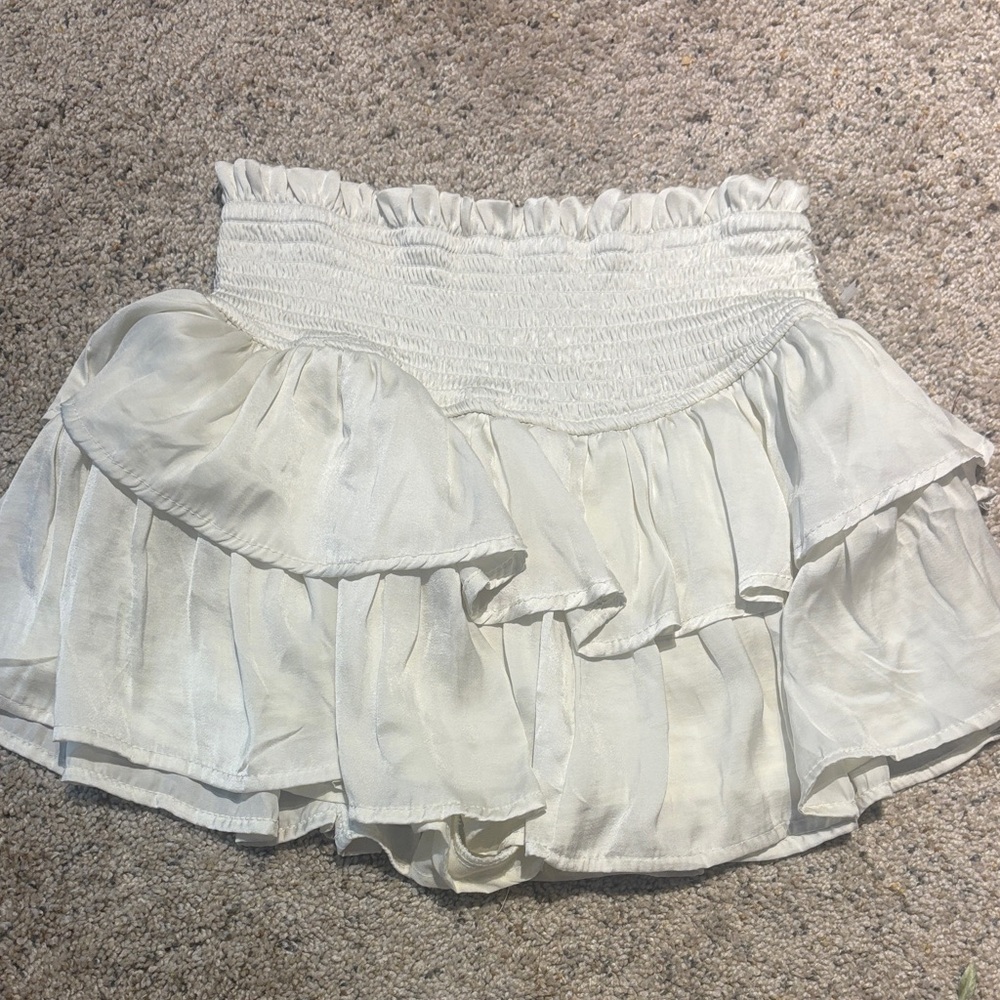 Altard State White Ruffled Mini Skirt